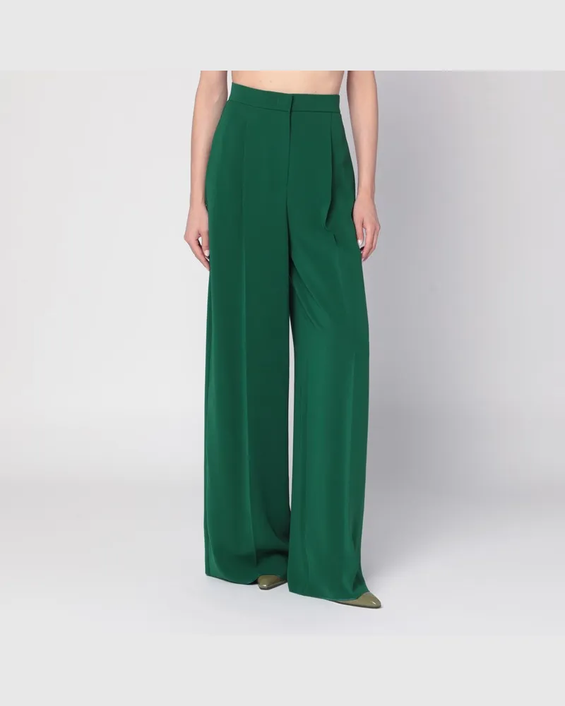 Max Mara Weite smaragdgrüne Hose aus Cady Grün