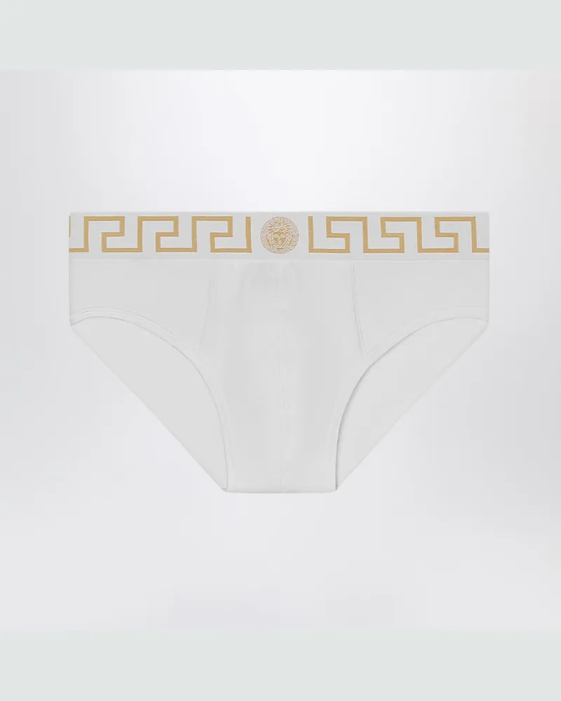 Versace Weiße Slips mit Greca-Bund 
