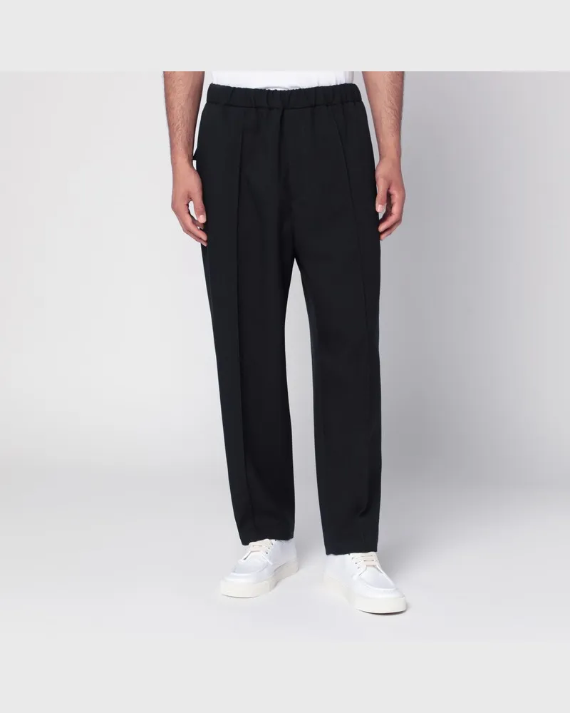 Jil Sander Mitternachtsblaue Hose aus technischem Gabardine Blau