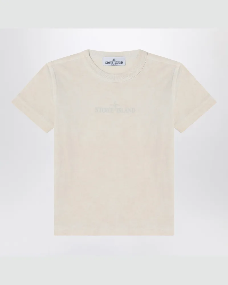 Stone Island T-Shirt Farbe Sand mit Logo-Druck Beige