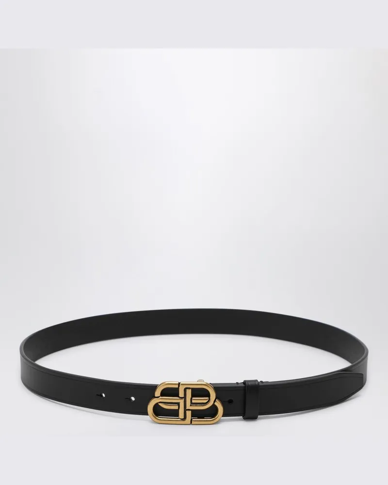 Balenciaga Schwarzer BB-Ledergürtel Schwarz