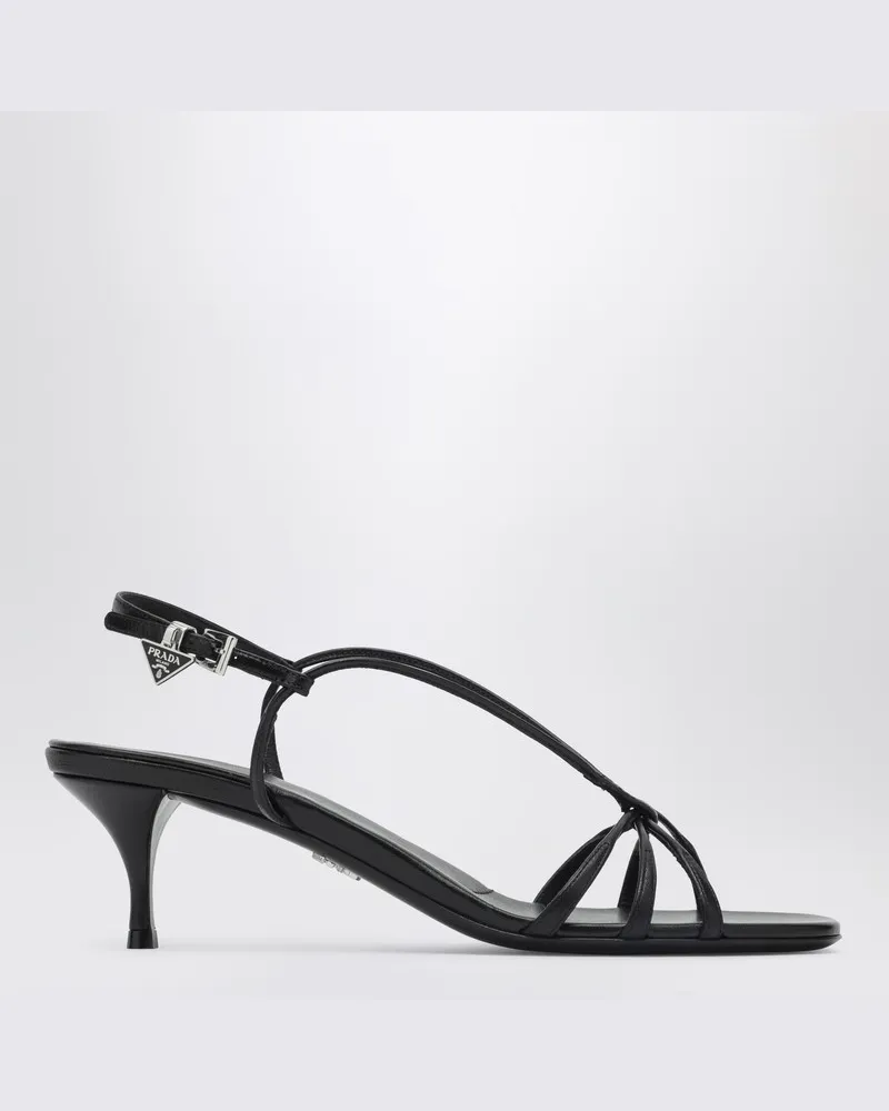 Prada Schwarze Leder Sandalen mit Absatz Schwarz