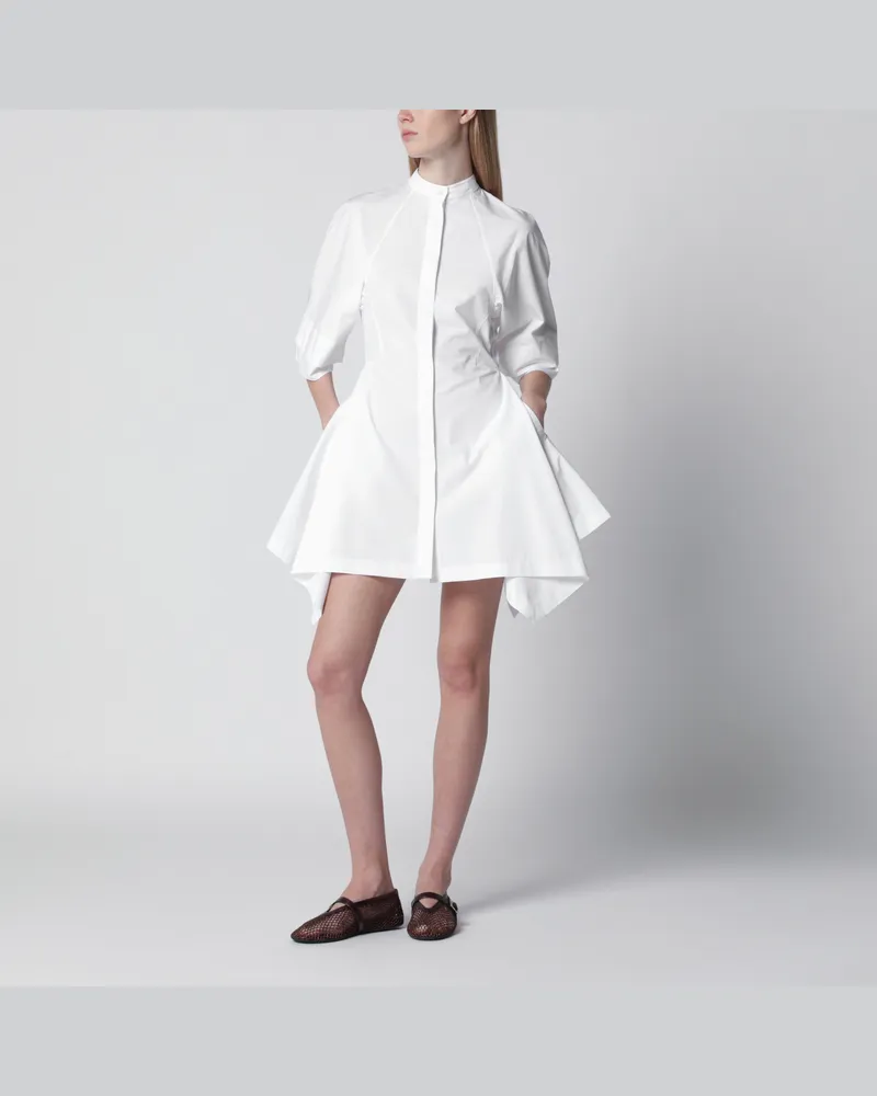 Alaïa Kurzes Panelkleid aus Baumwollpopeline in Weiß White