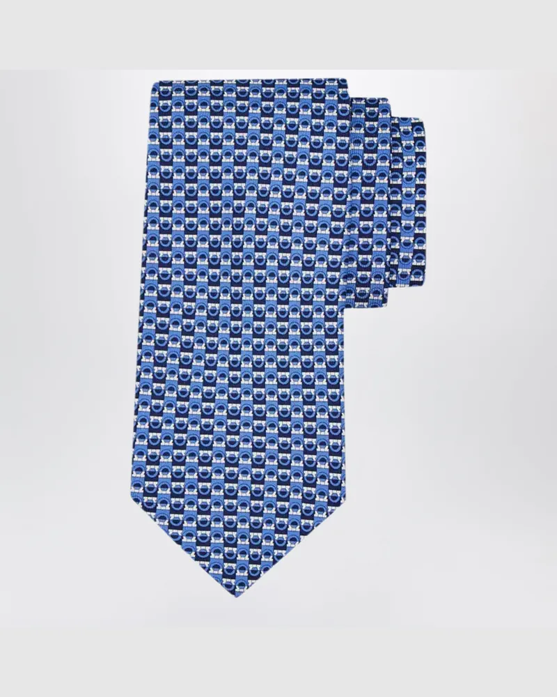 Ferragamo Krawatte aus Seide mit Gancini-Print in Blau/Hellblau Multicolor