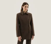 Braun gestreifter Doppelreiher-Blazer
