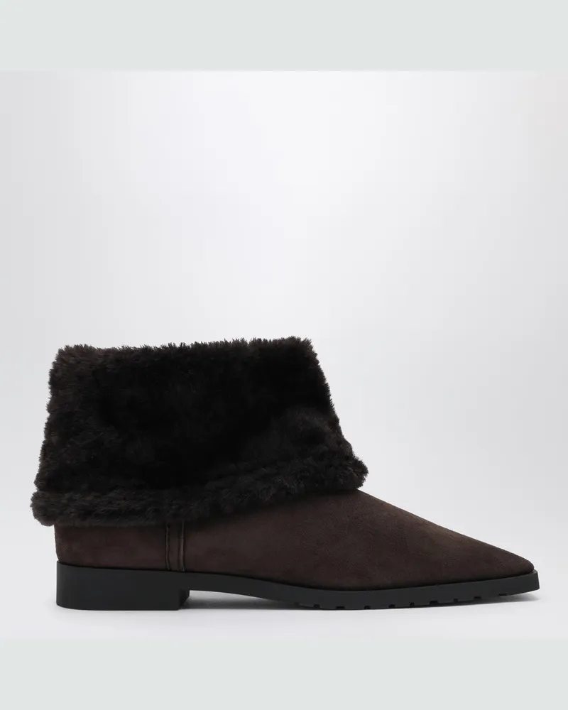 Totême Brown suede and shearling ankle boots Green