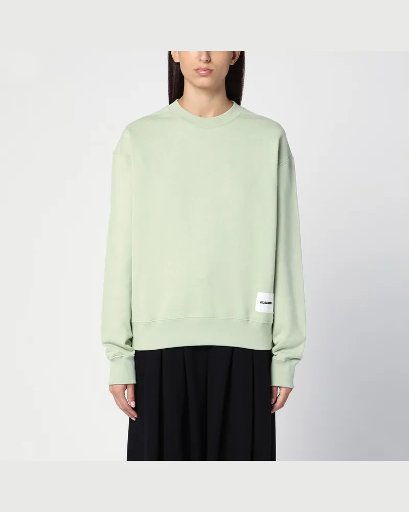 Jil Sander Apfelgrünes Sweatshirt mit Rundhalsausschnitt aus Baumwolle Grün