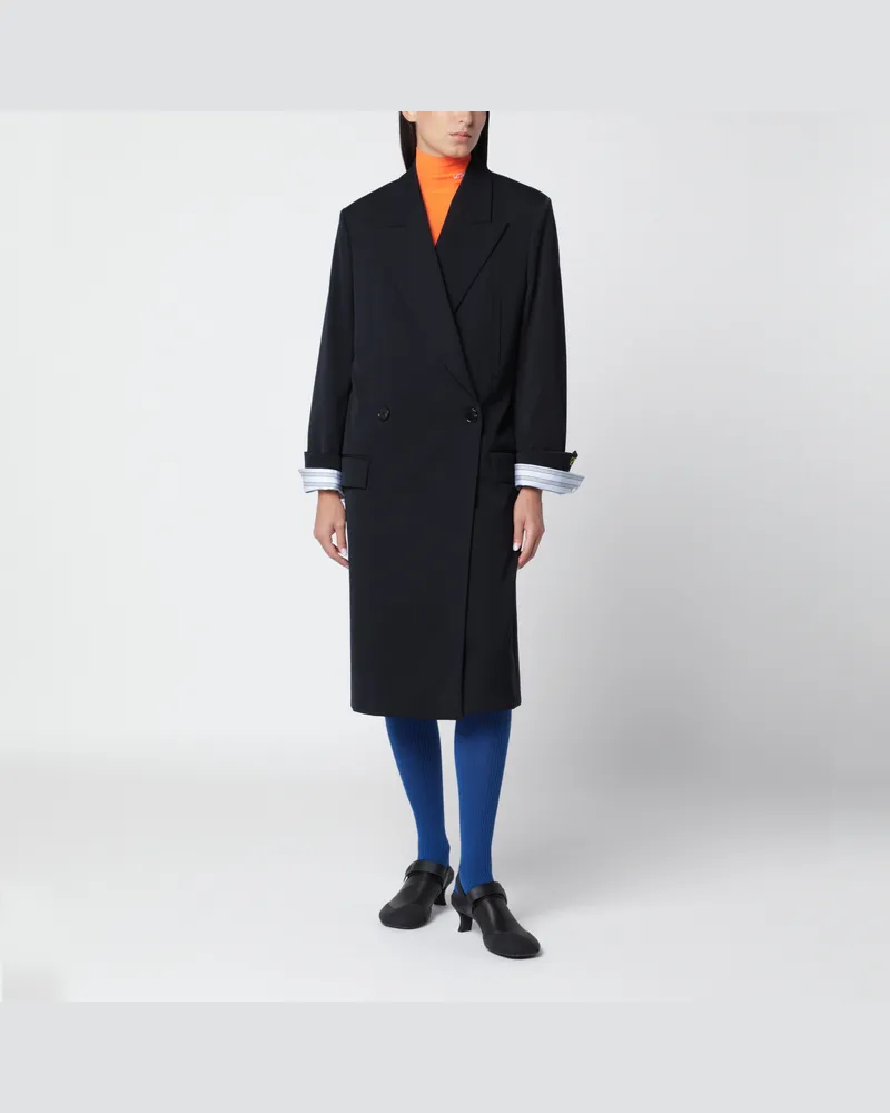 Loewe Marineblauer Wollmantel Blue