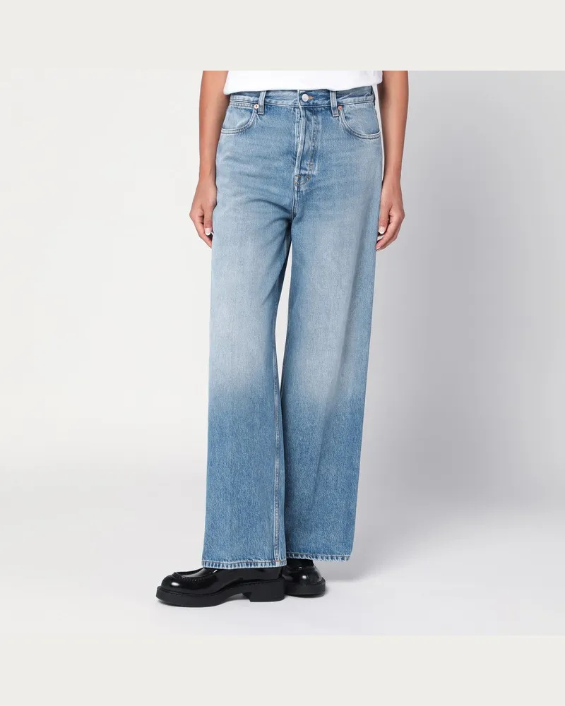 Gucci Weite hellblaue Jeans mit verwaschenem Effekt Hellblau