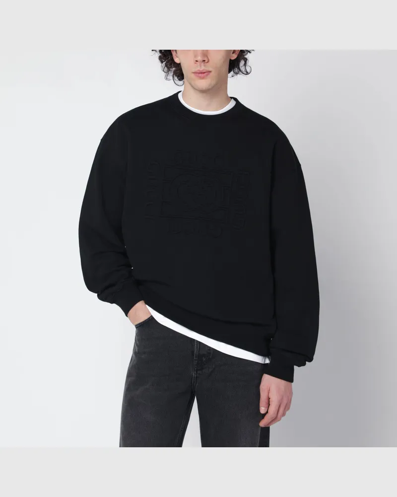 Gucci Schwarzes Sweatshirt aus angerautem Baumwolljersey Black