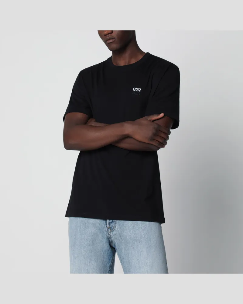 Loewe Schwarzes T-Shirt aus Baumwolle mit Anagram-Logo Black
