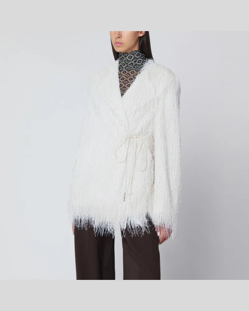 Dries van Noten Weiße Jacke mit Fransen Weiß
