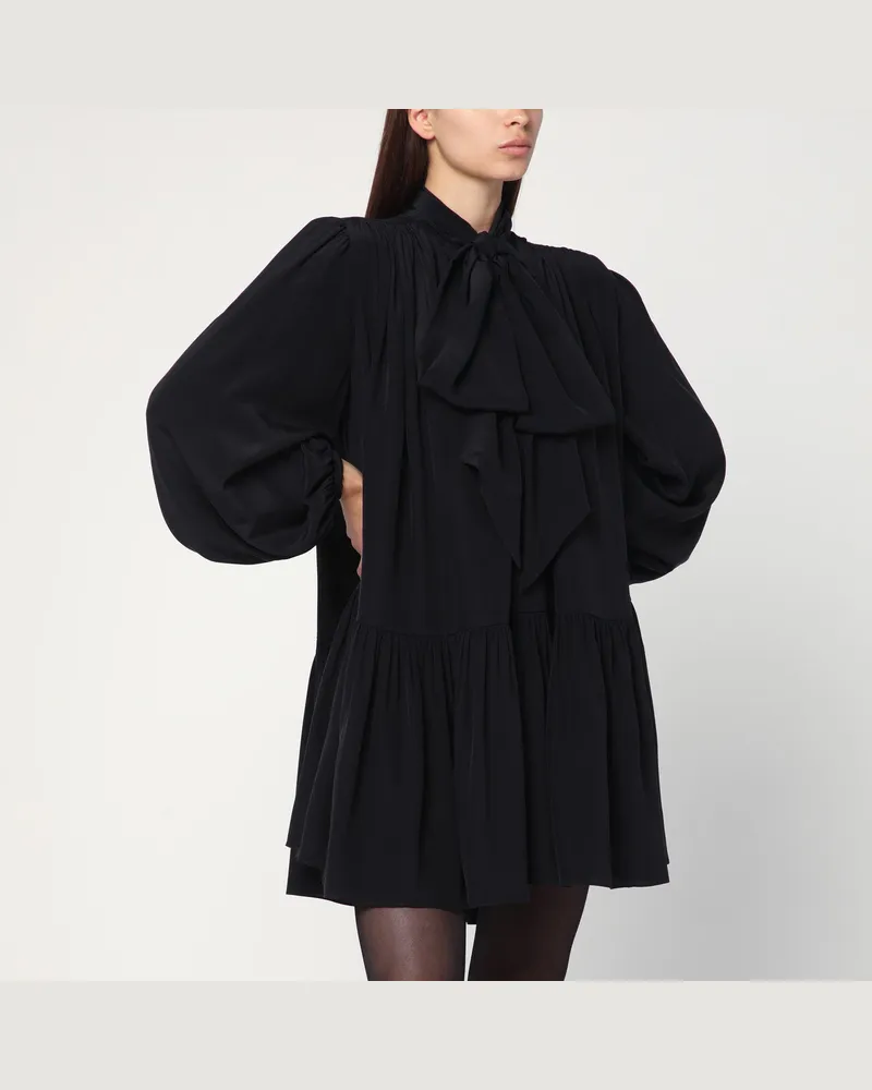 Saint Laurent Schwarzes Lavallière-Kleid aus Seide Black
