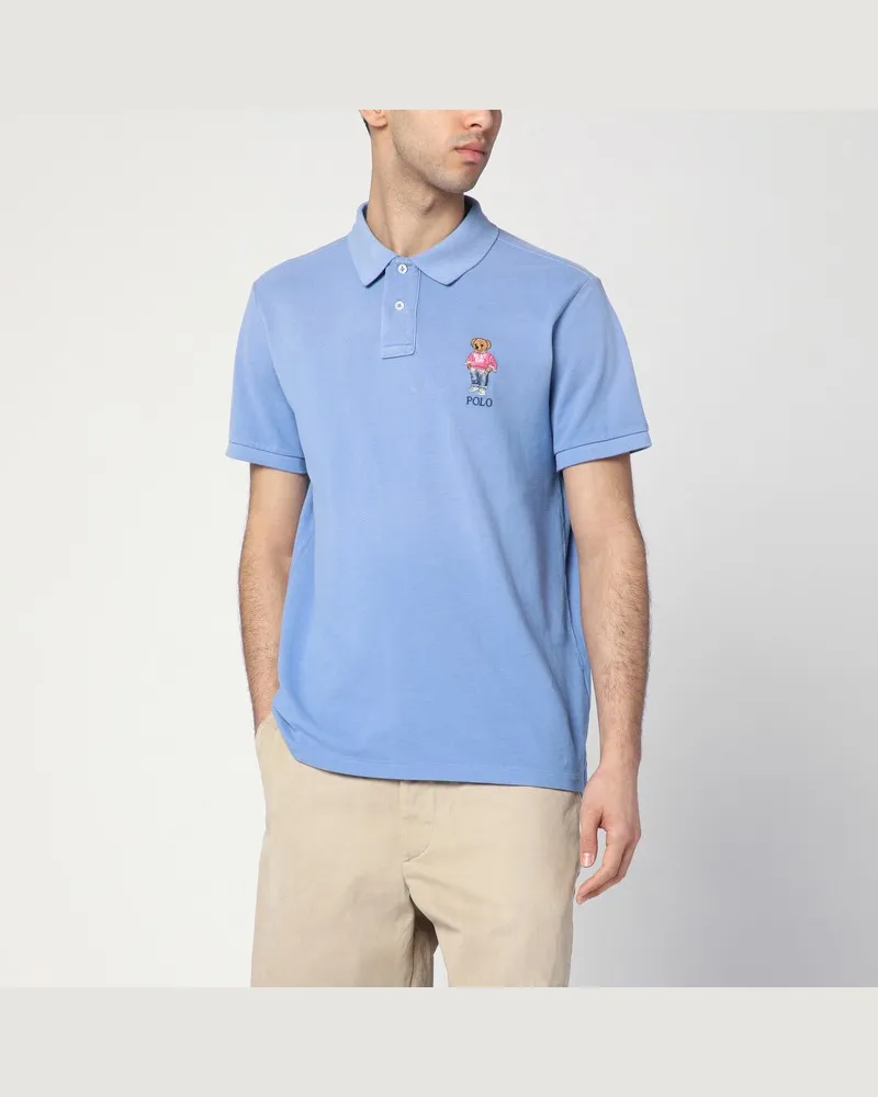 Ralph Lauren Hellblaues Polo mit Polo Bear Custom Slim-Fit Blau