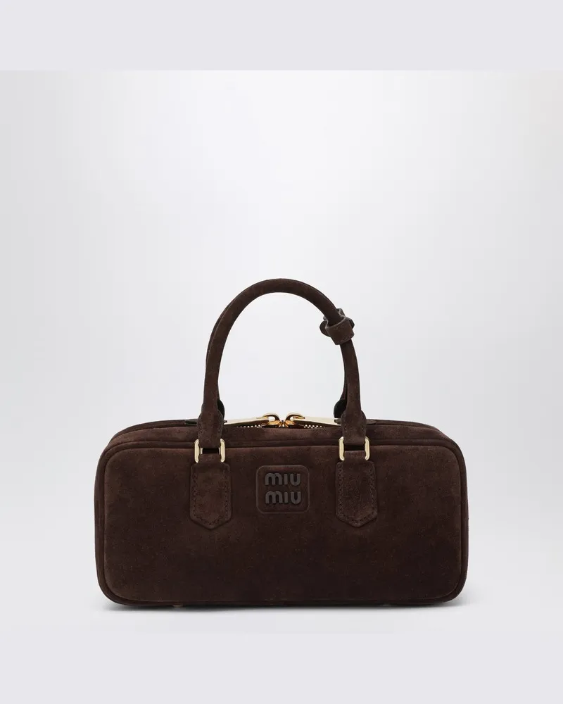 Miu Miu Große Arcadie Tasche aus braunem Wildleder Braun