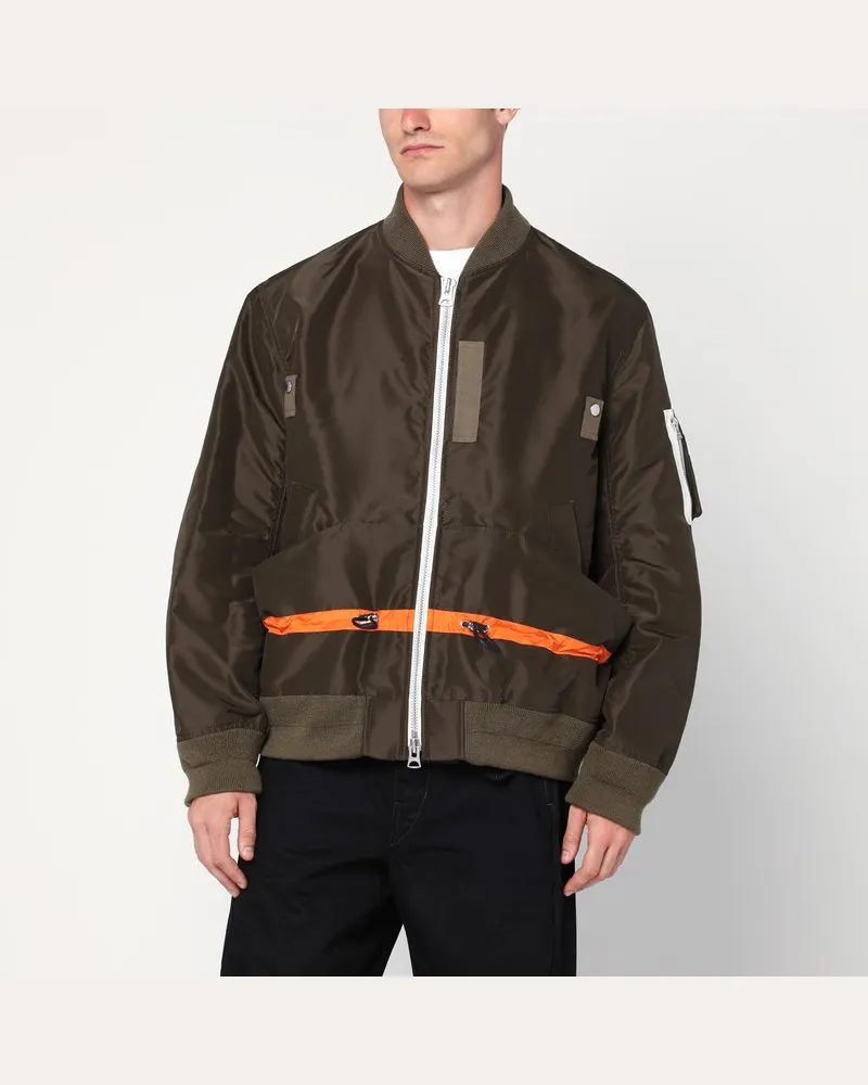 Sacai Khakigrüne Jacke aus Nylontwill Grün