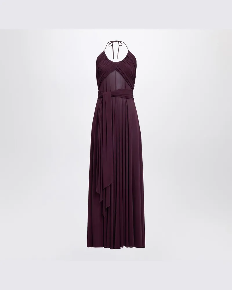 Alaïa Langes bordeauxfarbenes Kleid aus drapiertem Jersey Burgunderrot