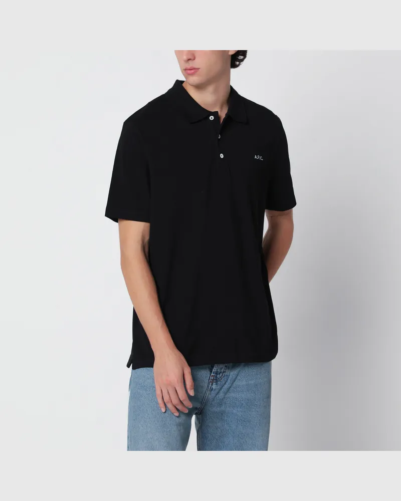 A.P.C. Black cotton polo shirt with embroidered logo Black