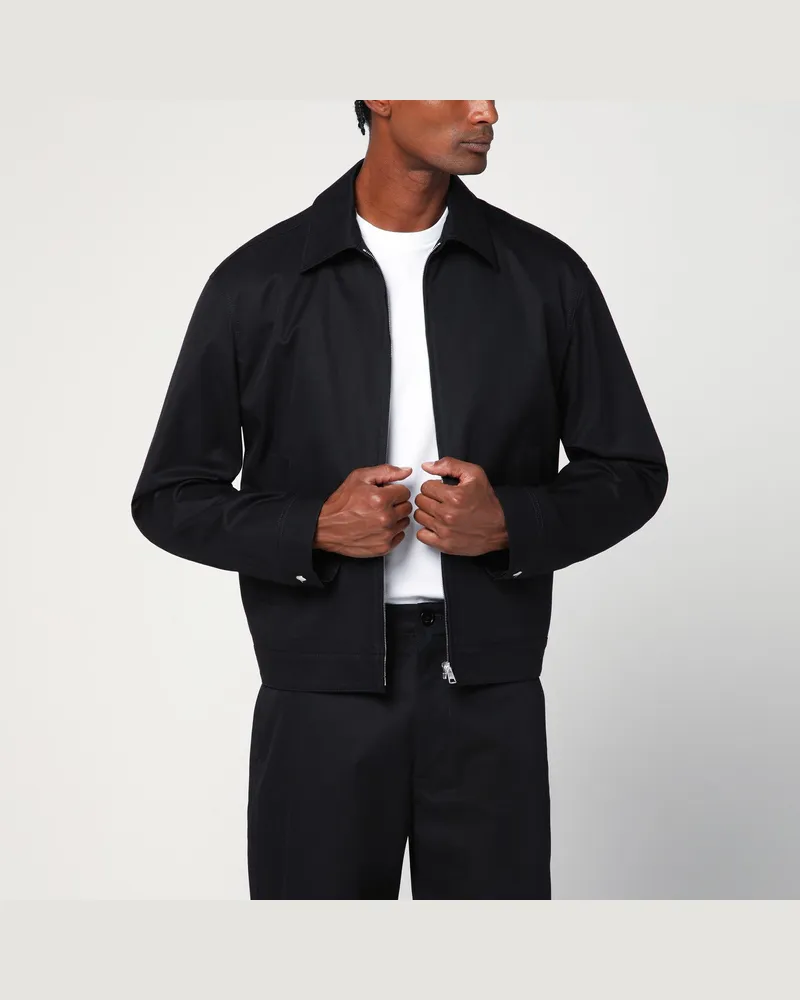 Gucci Schwarze Baumwoll-Twilljacke mit Web-Detail Black
