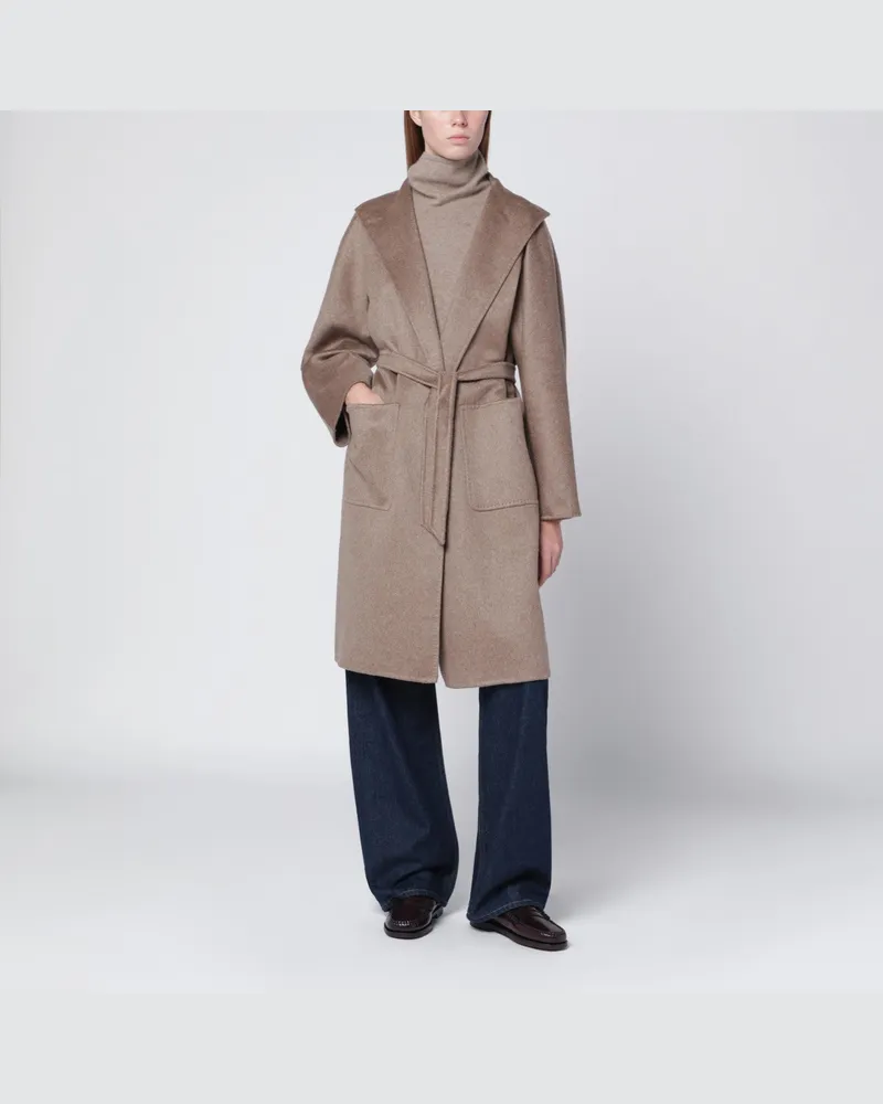 Max Mara Haselnussfarbener Midi-Cardigan-Mantel aus Kaschmir Brown