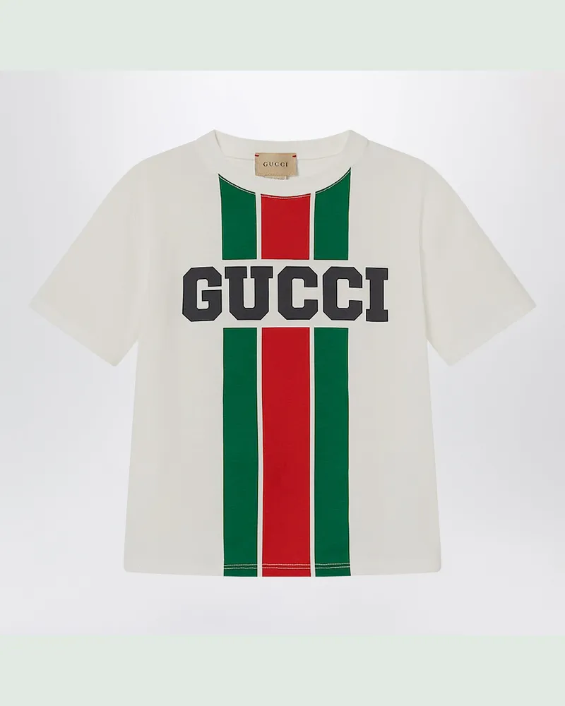 Gucci Weißes T-Shirt aus Baumwolle mit Logodruck White