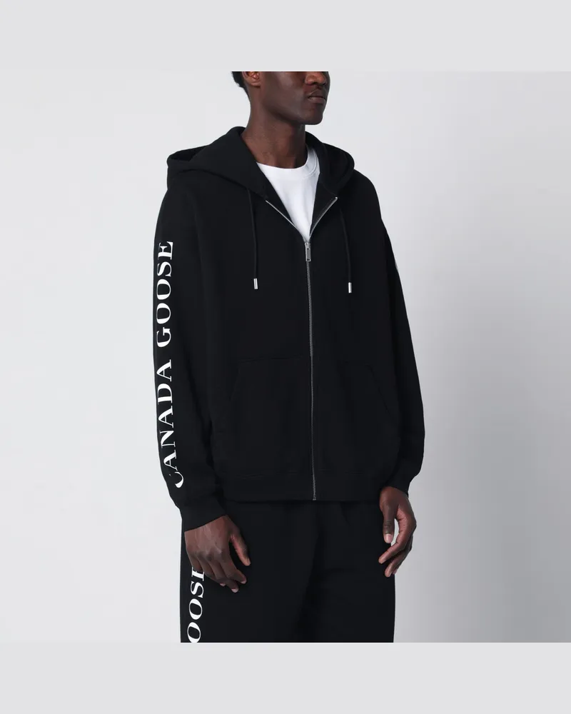 Canada Goose Schwarzes Sweatshirt mit Reißverschluss und Logo Black
