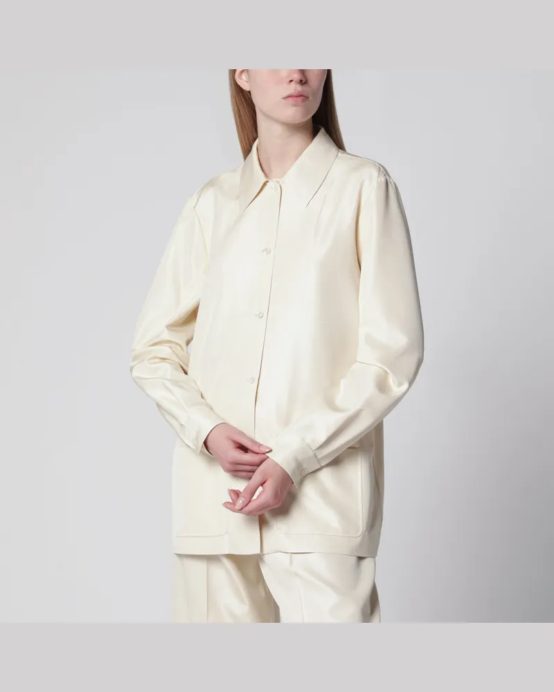 The Row Lucetta Hemd aus Seiden-Shantung in Vanille Beige