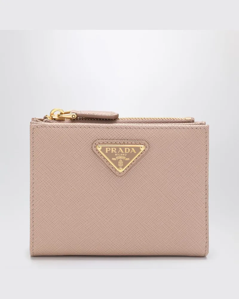 Prada Puderfarbene Geldbörse aus Saffiano-Leder Beige