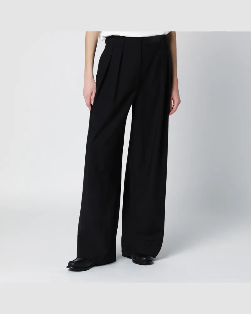 FRANKIE Shop Schwarze weit geschnittene Ripley-Hose aus Wollmischung Schwarz