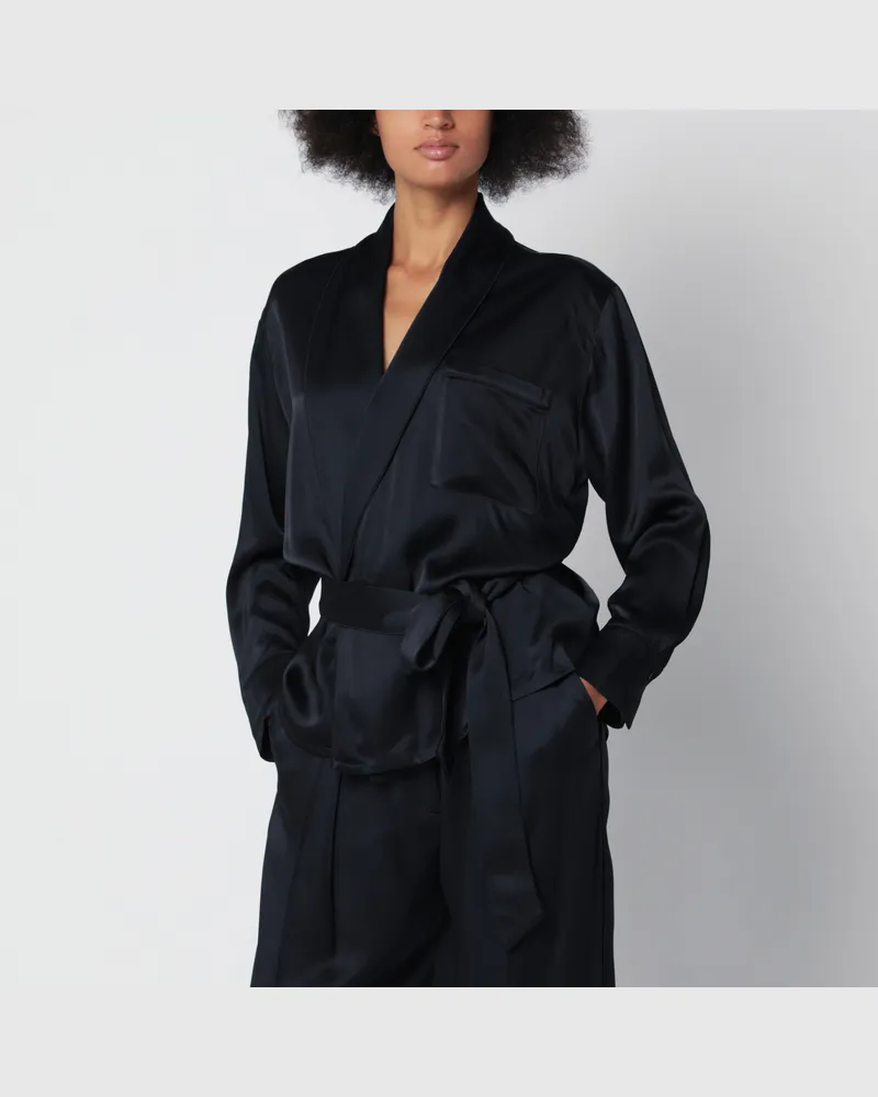 Victoria Beckham Mitternachtsblaues Alba Hemd aus Satin Blue