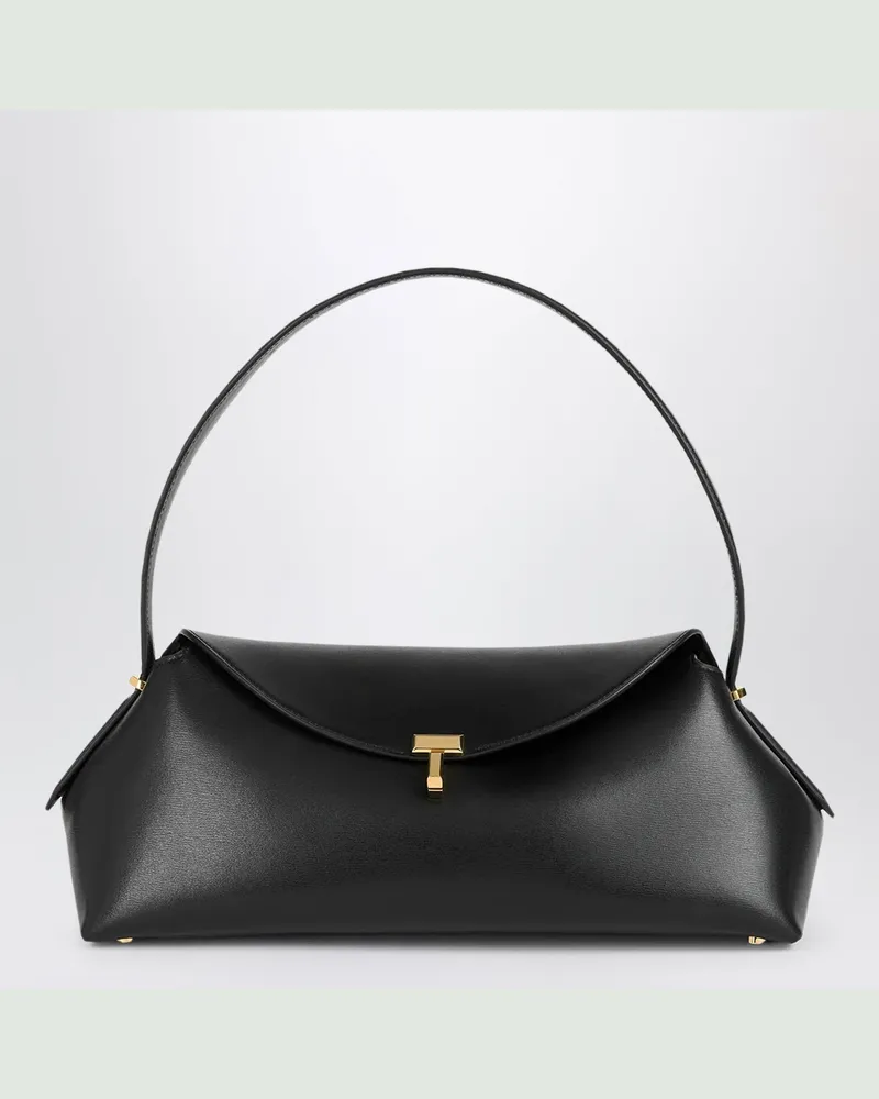 Totême Schwarze T-Lock-Schultertasche aus Leder Black