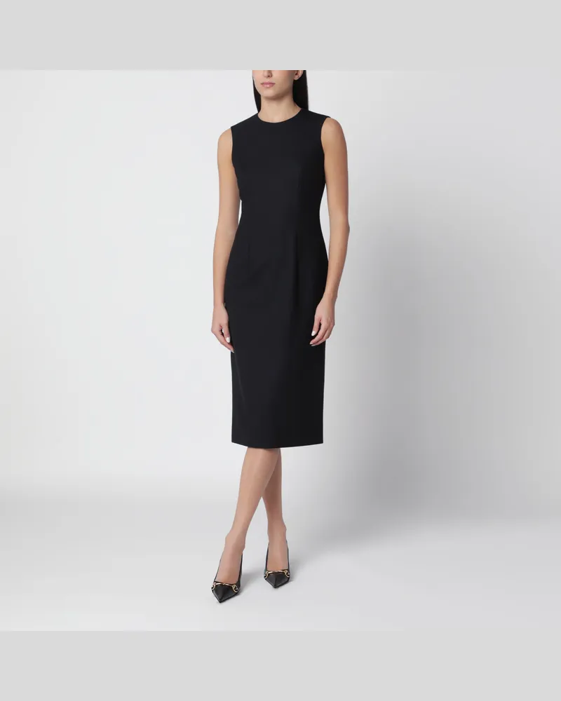 Tagliatore Schwarzes Viola Midikleid aus Wollmischung Black