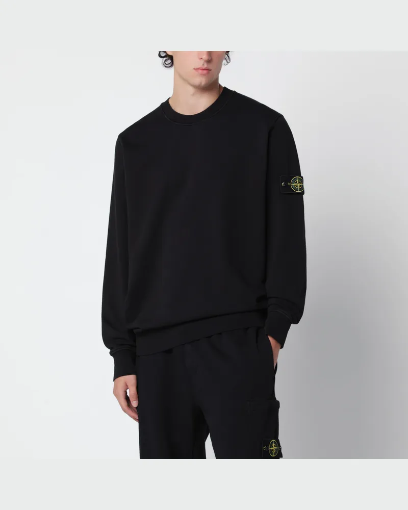 Stone Island Schwarzes Rundhals-Sweatshirt aus Baumwolle Black