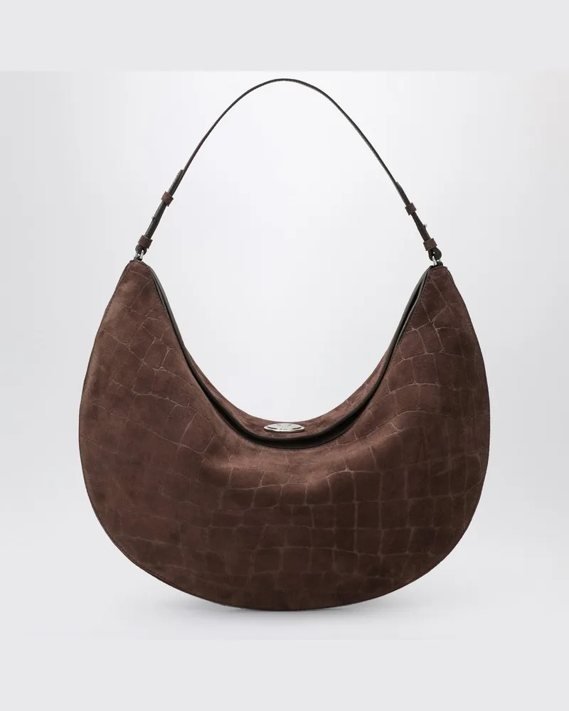 Jacquemus Große Ovalo Tasche aus braunem Kroko-Effekt-Leder Braun