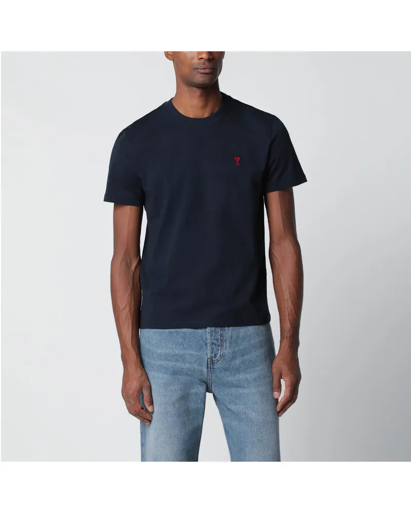 AMI Paris Nachtblaues Ami De Coeur-T-Shirt Blue