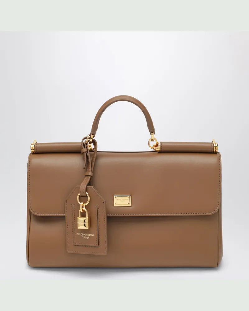 Dolce & Gabbana My Sicily Handtasche aus karamellfarbenem Leder Brown