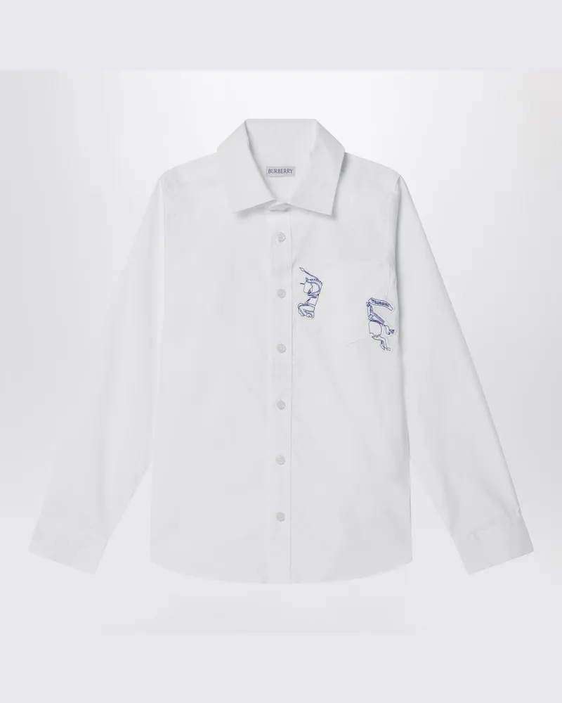 Burberry Weiße Stretch-Baumwollbluse mit EKD Weiß