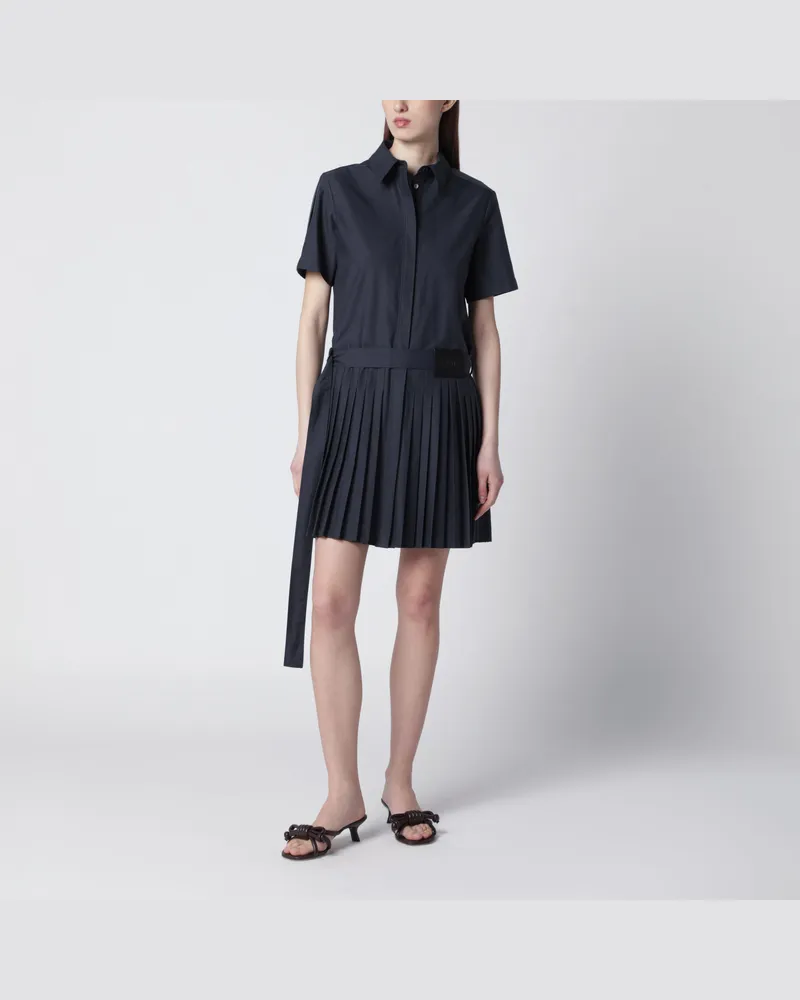 Loewe Navyblaues Kleid aus Baumwollmisch-Gabardine mit Gürtel Blue