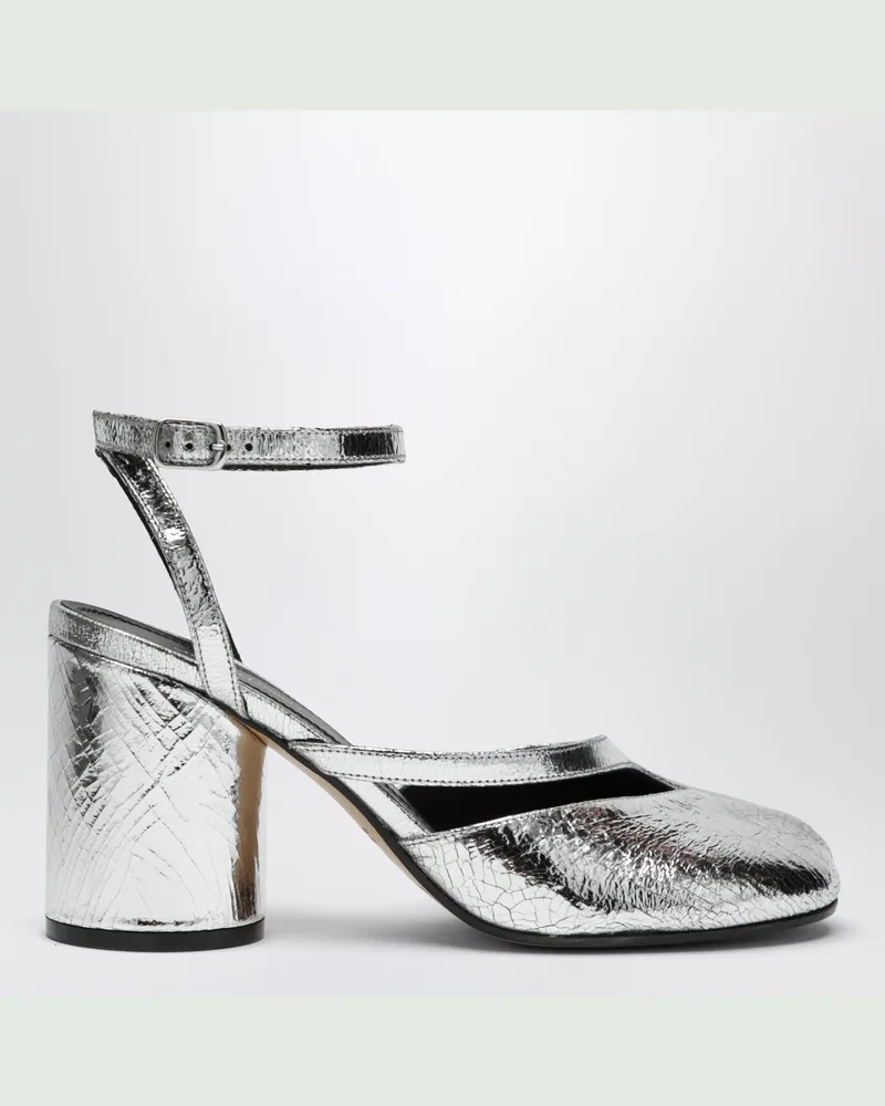 Maison Margiela Silberne Tabi Sandalen In Broken-Mirror-Optik Metal