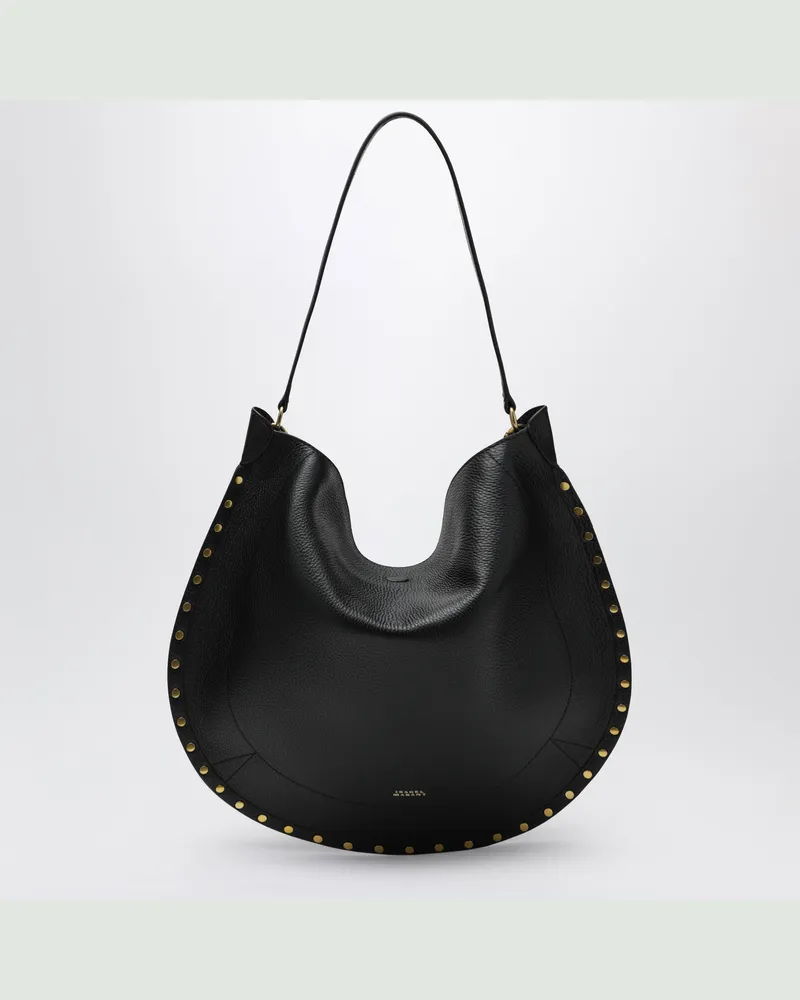 Isabel Marant Oskan Hobo Soft Bag aus schwarzem gehämmertem Leder Black