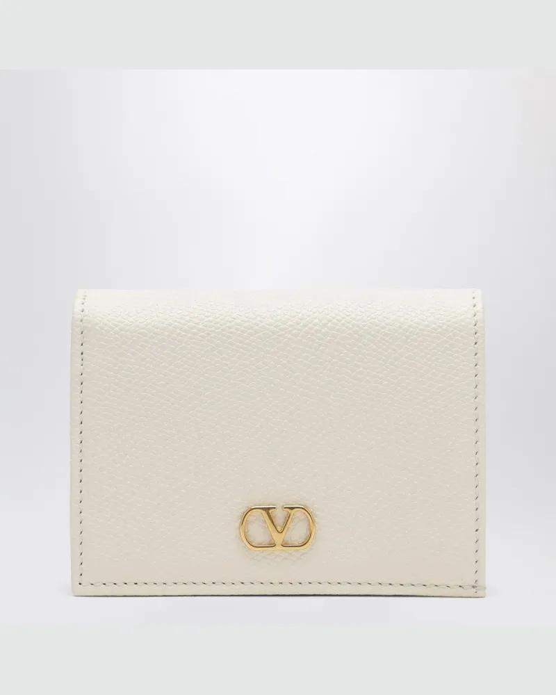 Valentino Garavani VLogo-Geldbörse aus elfenbeinfarbenem Leder 