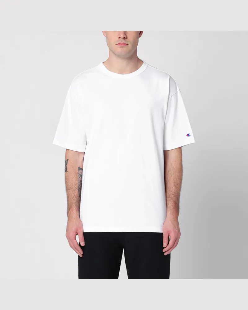 Champion Weißes T-Shirt mit Rundhalsausschnitt aus Baumwolle Weiß