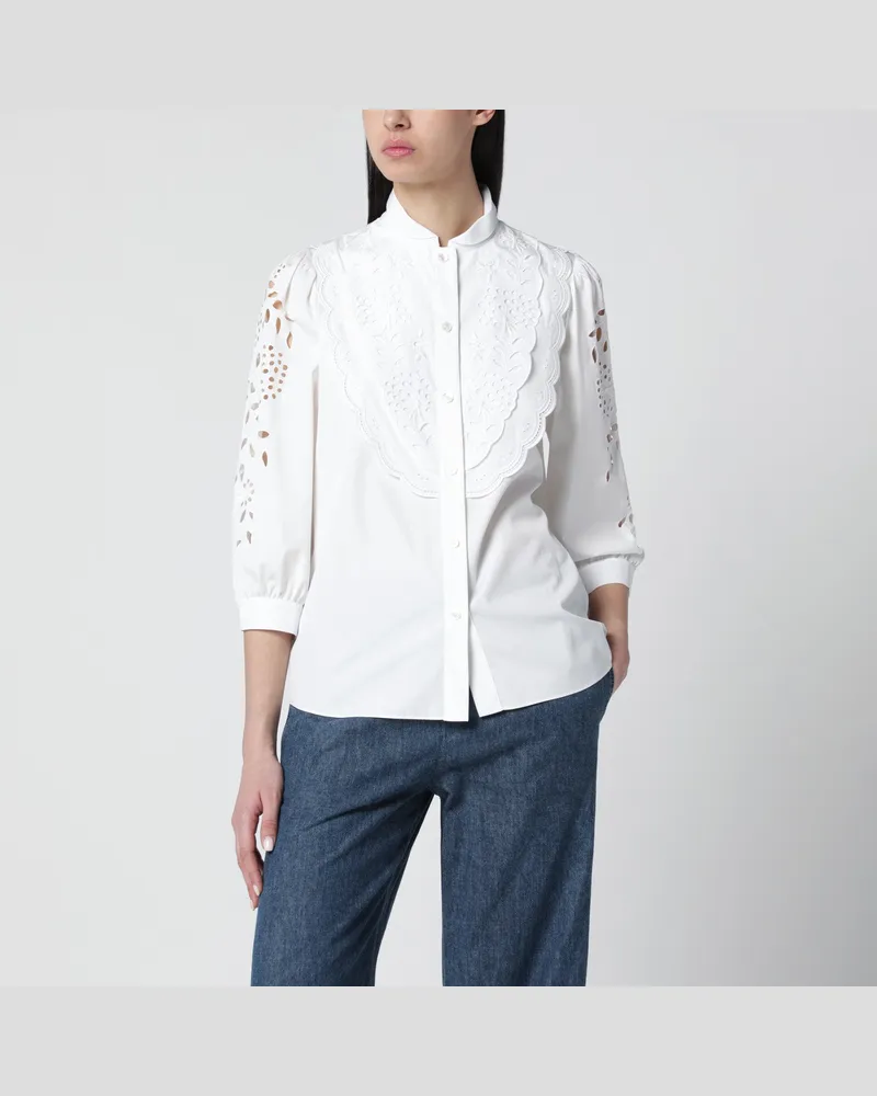 Valentino Garavani Weiße Bluse mit Sangallo-Stickerei White