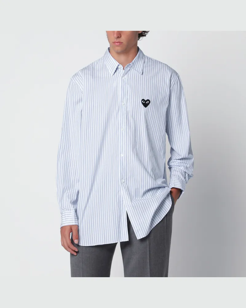Comme des Garçons Weiß/hellblau gestreiftes Hemd aus Baumwolle White
