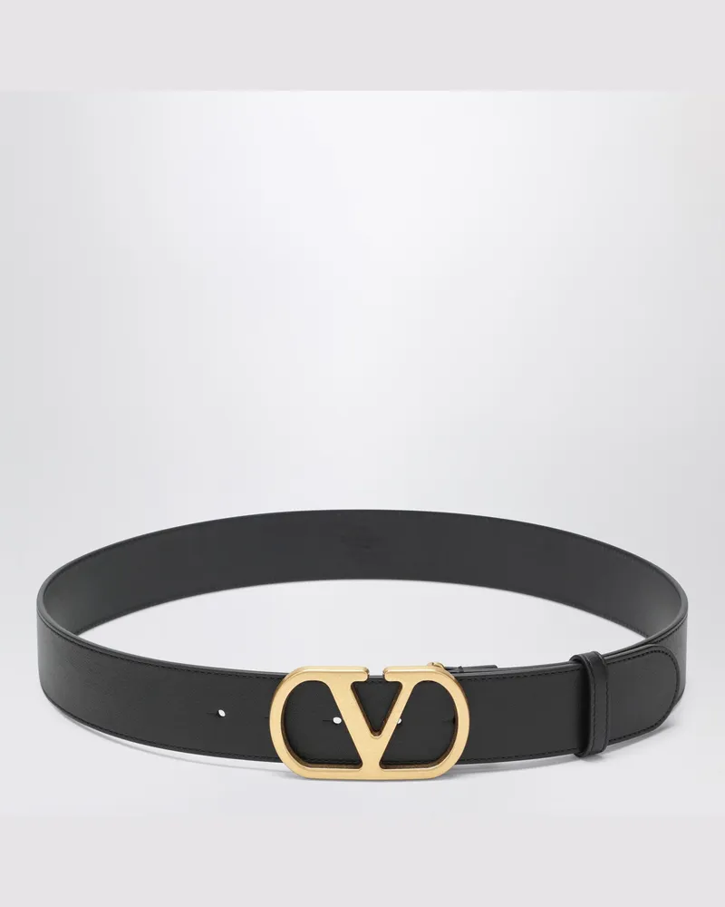 Valentino Garavani Ledergürtel VLogo schwarz/gold Black