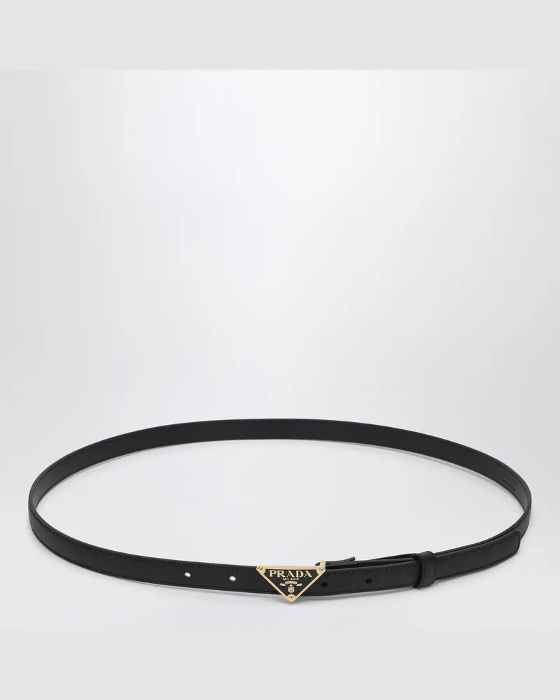 Prada Gürtel aus schwarzem Saffiano-Leder mit Dreieckslogo Black