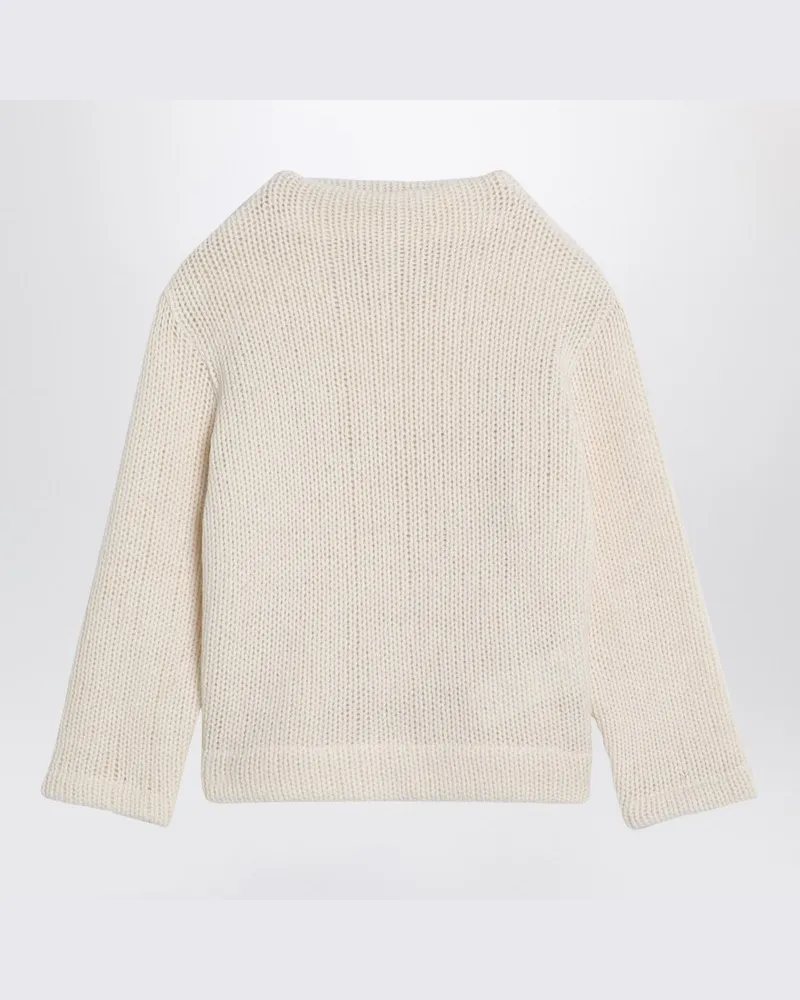 DOUUOD Elfenbeinfarbener Pullover aus Wollgemisch Weiß
