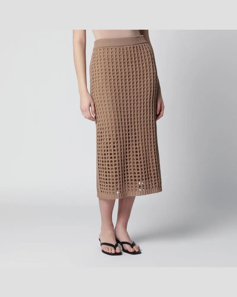 Max Mara Langer Netzrock aus Baumwolle in Sand Brown