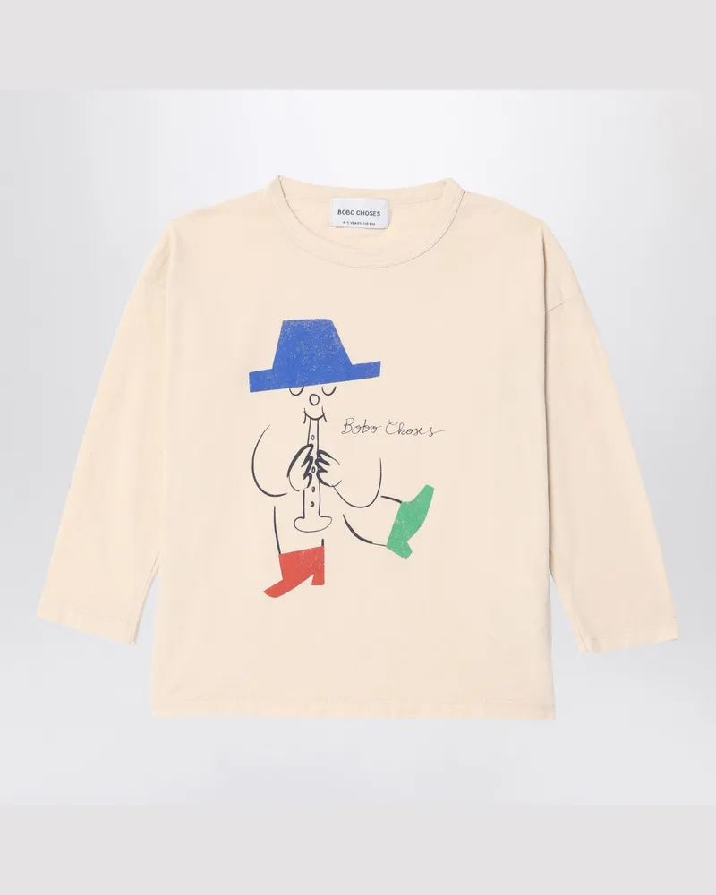 BOBO CHOSES Elfenbeinfarbenes T-Shirt Magic Flute Player White