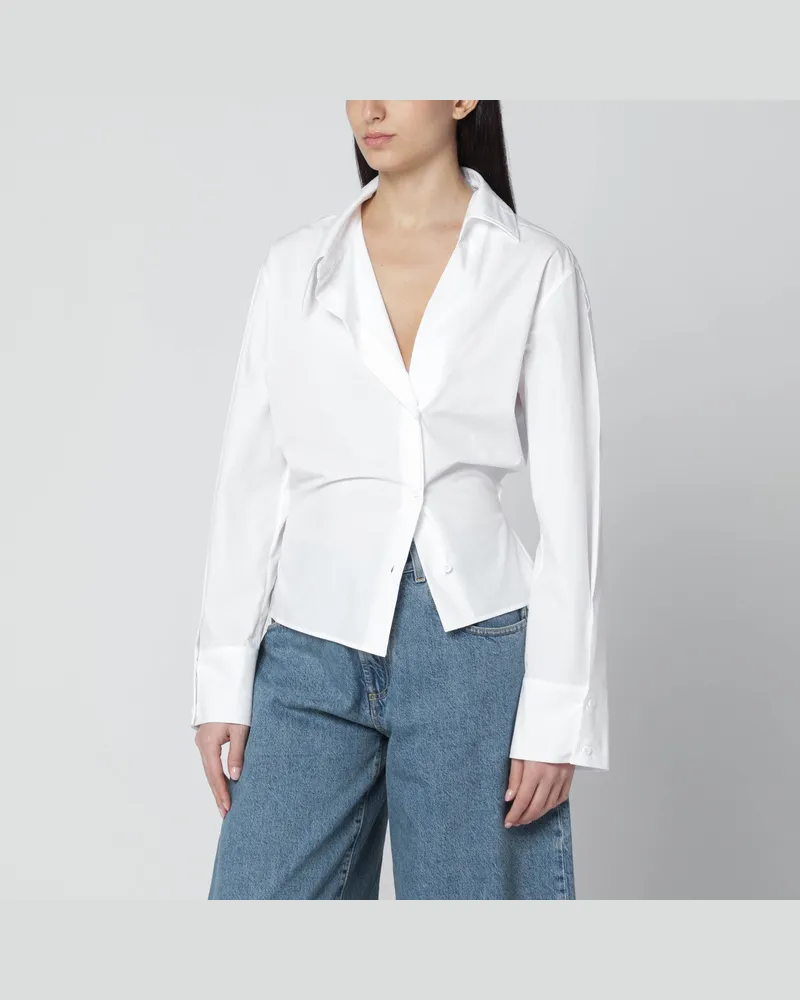 ATTICO Asymmetrisches weißes Baumwollhemd White